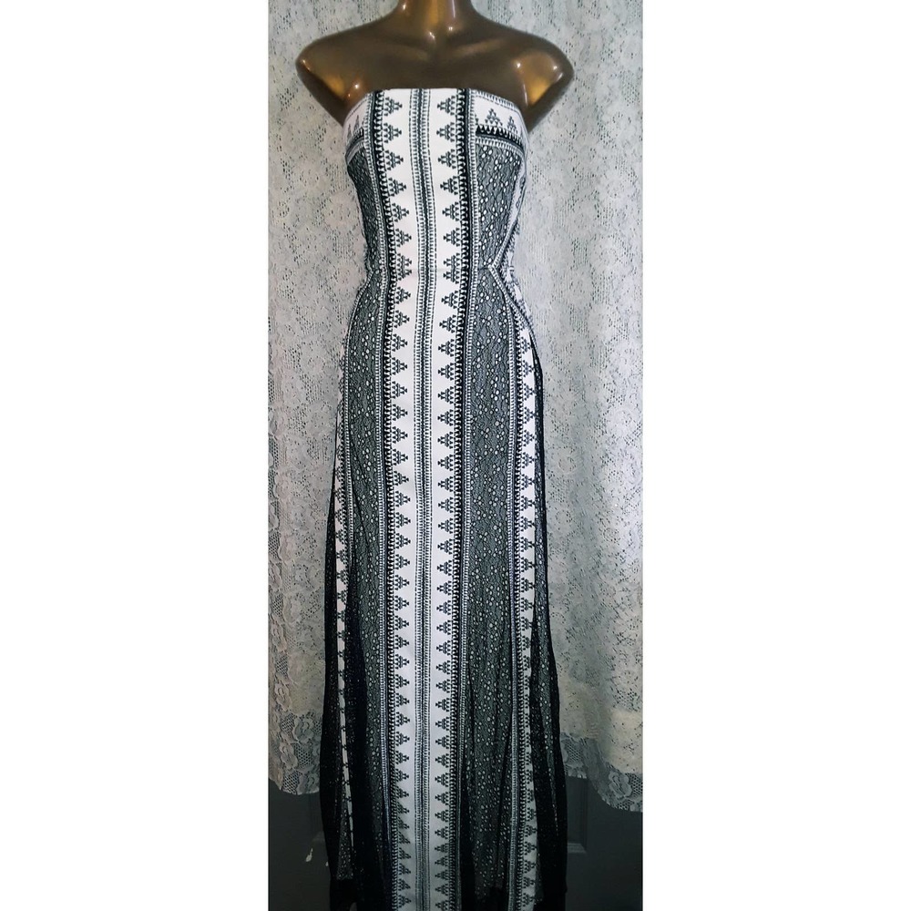 NWT BCBGMaxAzria Sz 10 KIA Black & White Maxi Dress - Picture 2 of 11